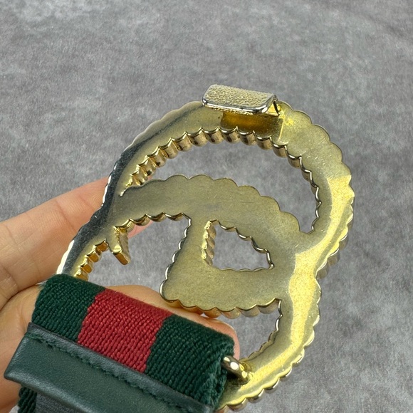 GUCCI Red/Green Web Elastic Torchon Double G Belt Size 70/28 - Picture 7 of 10